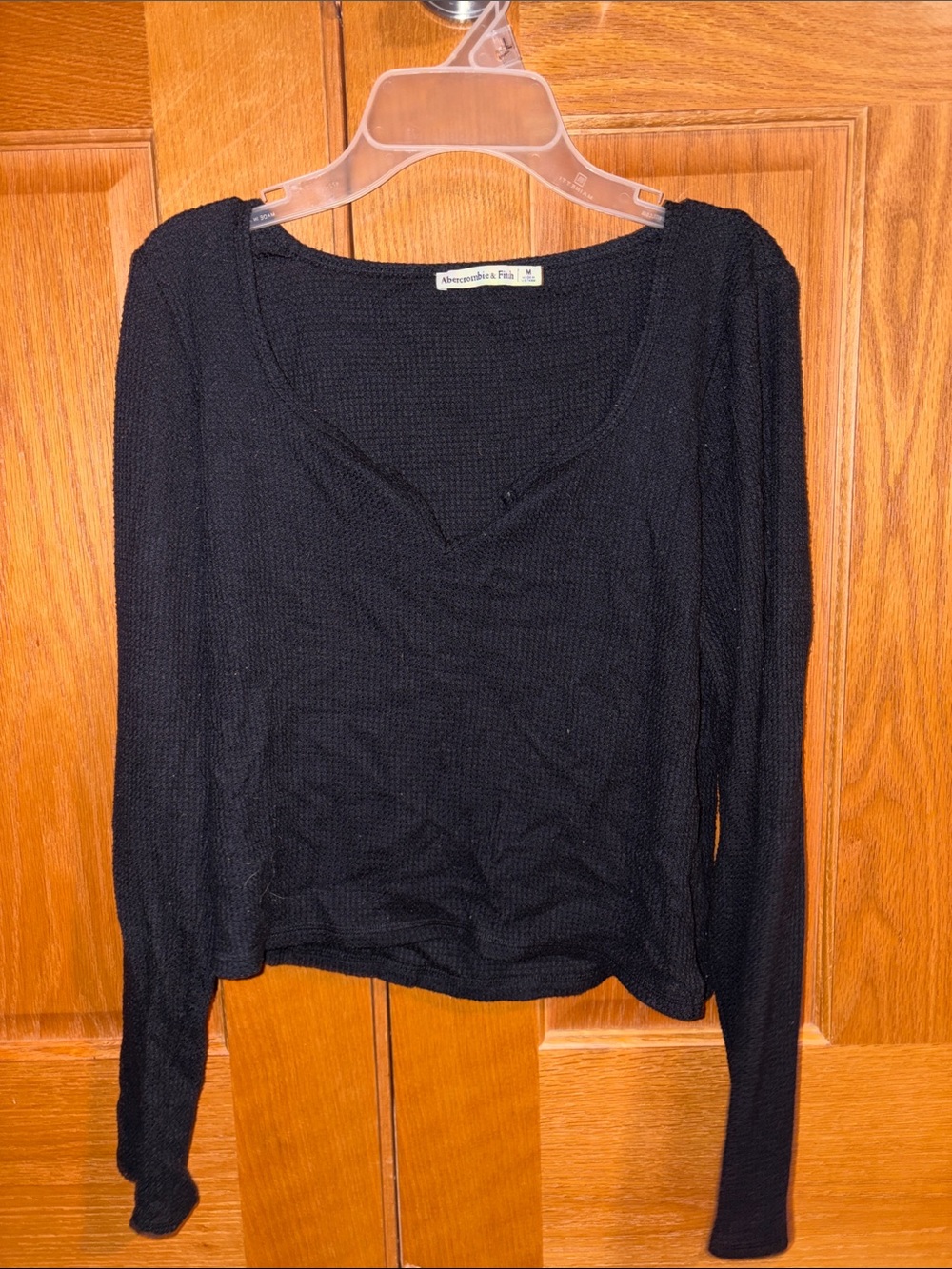 Abercrombie & Fitch Black Scoop Neck Long Sleeve Top